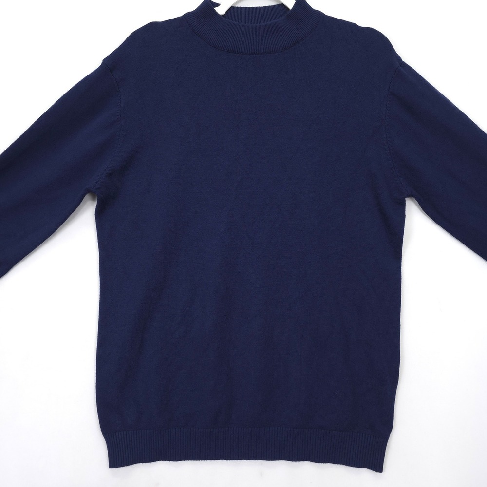 XRAY Jeans Mock Neck Sweater Men L Navy Blue Pullover Slim Fit Soft Knit Comfort - Picture 7 of 10